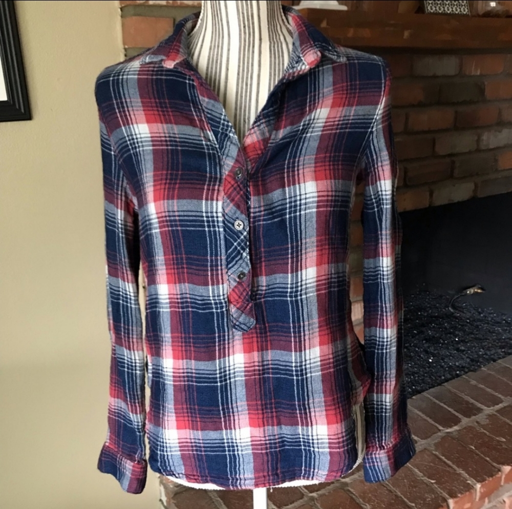 Anthropologie Bella Dahl Plaid Shirt Sz Xs